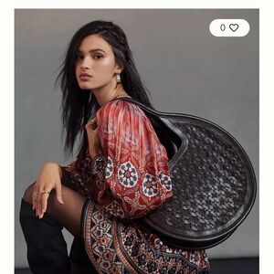 Anthropologie Dark Brown Woven Hobo Bag